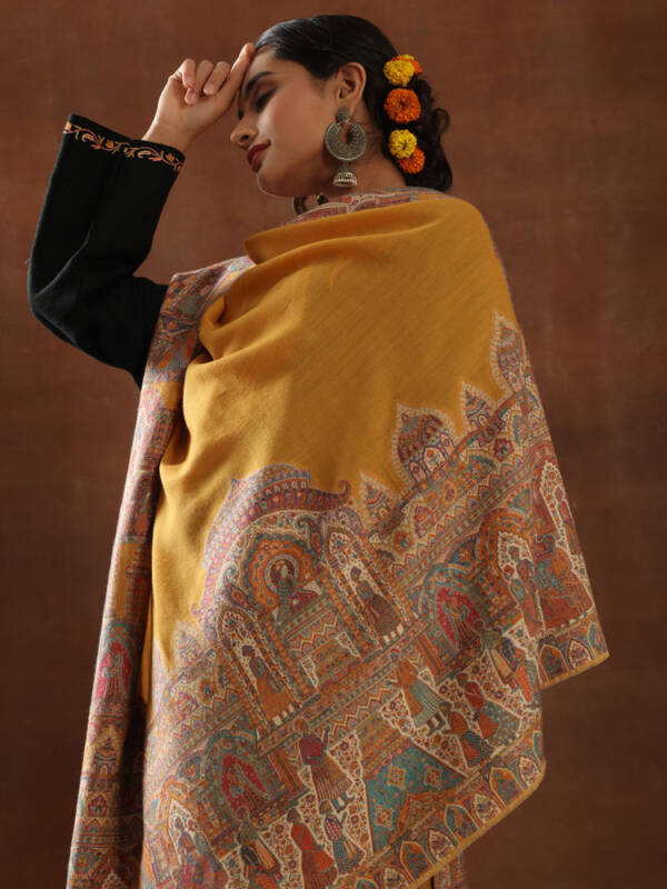 Raj Durbar Kani Shawl – Sunset Gold - Image 2