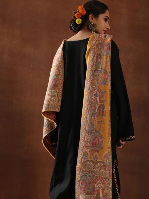 Raj Durbar Kani Shawl – Sunset Gold - Image 3