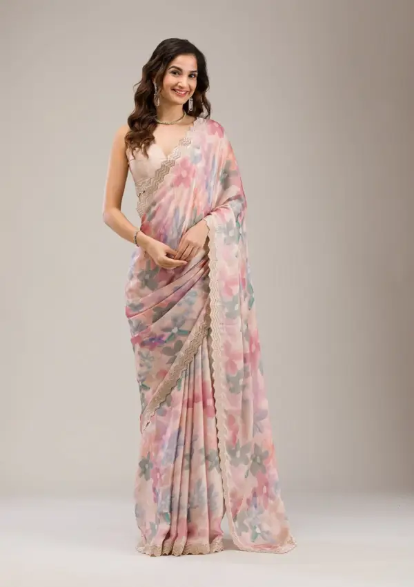 Beige Stonework Georgette Saree - Image 3