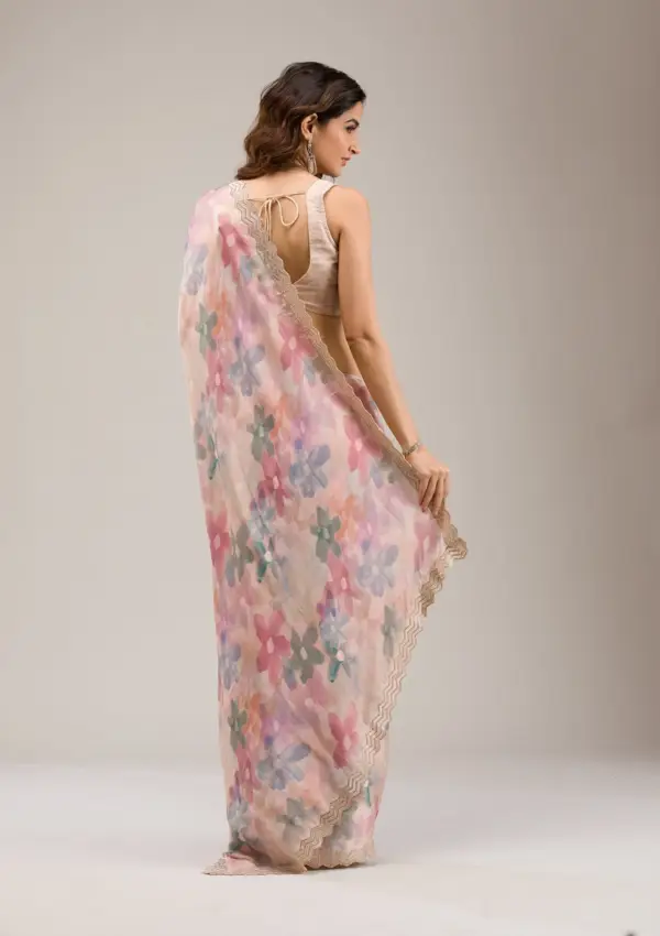 Beige Stonework Georgette Saree - Image 2