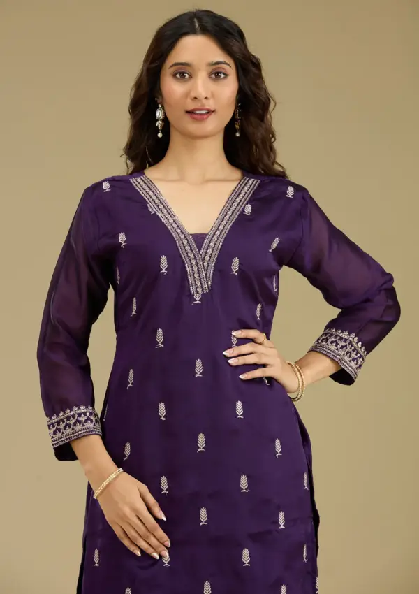 Purple Zariwork Semi Crepe - Image 2