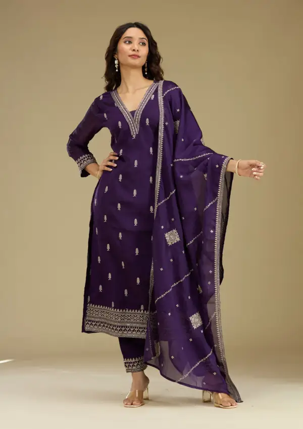Purple Zariwork Semi Crepe - Image 4