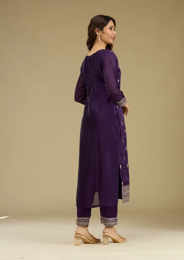 Purple Zariwork Semi Crepe - Image 3